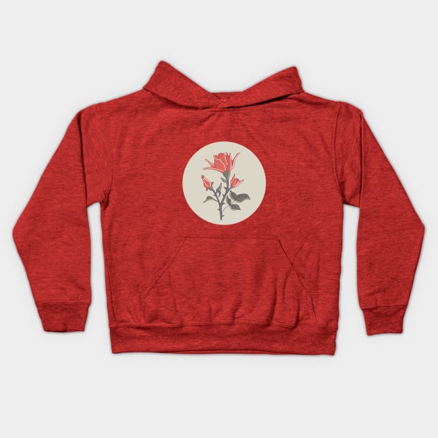 red rose on gray Kids Hoodie by colorofmagic